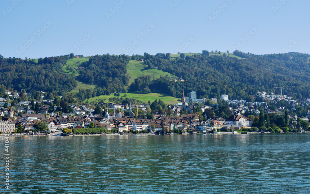 Panorama of the Town Zug in Switzerland view from the lake Zug