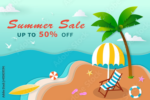 Vector of digital craft style for Summer sale banner.