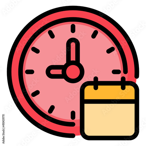 Calendar and clock icon design colorline style photo