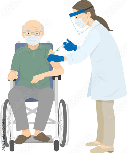 Vector illustration of vaccination elderly