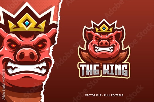 The Pig King E-sport Game Logo Template