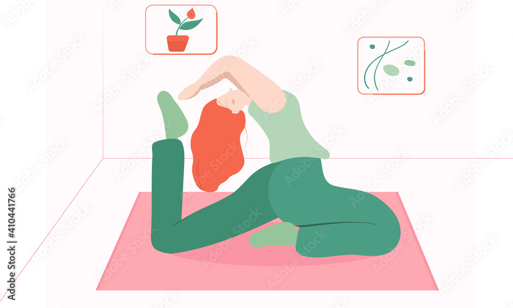 Obraz premium girl yoga stay at home