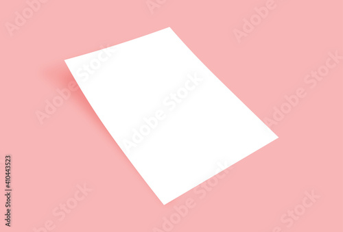 white blank A4 papers with shadows on the pink background. Templates for presentation of design like flyer, cover, poster. mock up design template
