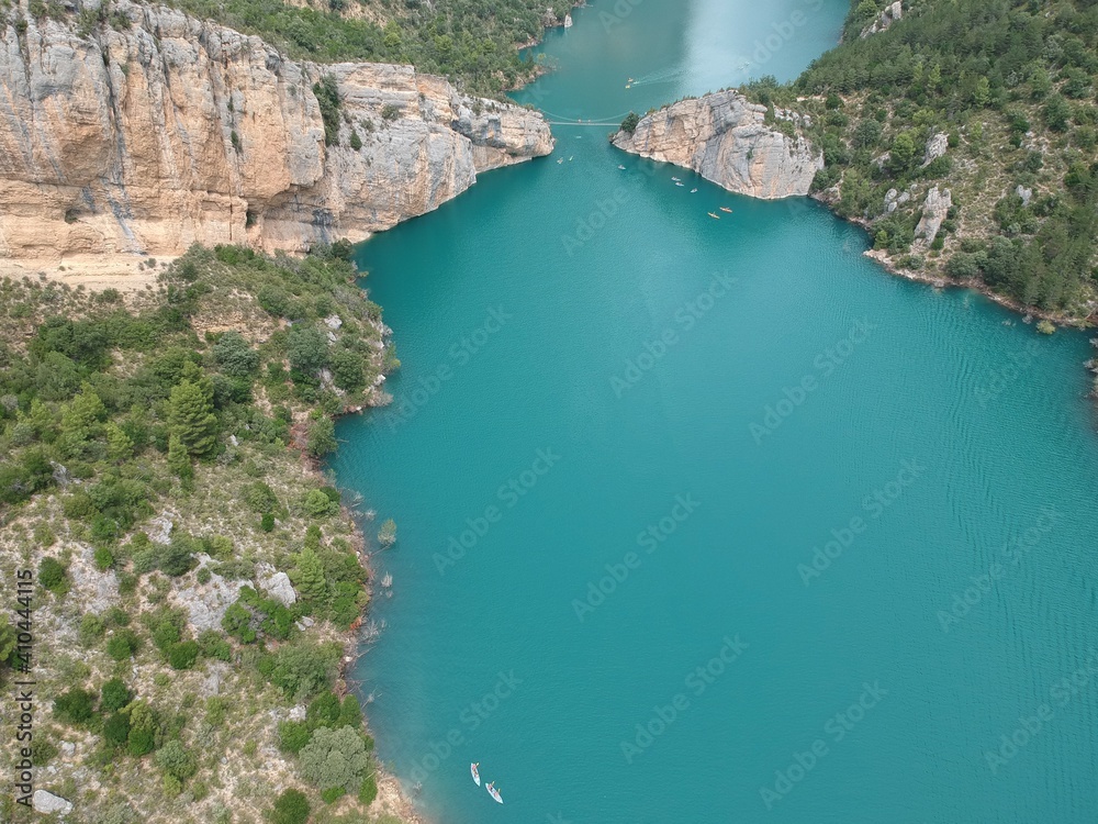 Vistas aéreas del desfiladero de Montrebei entre Catataluña y Aragón.