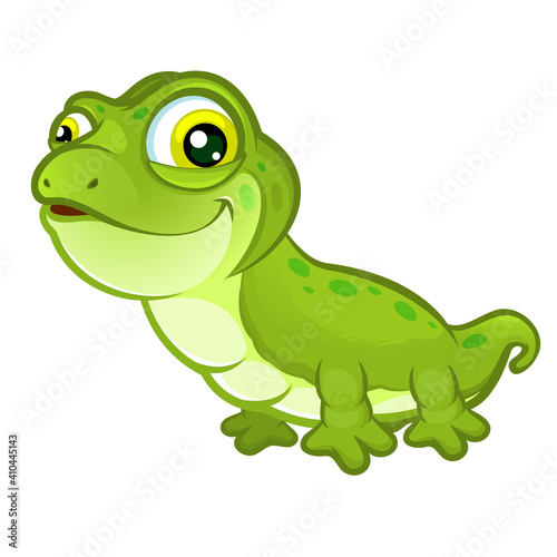 Cute vector cartoon lizard with green spots