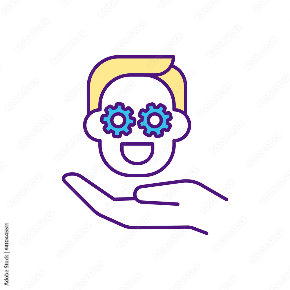 Obraz premium Creative consumer RGB color icon. Customer-centered design. Adapting, modifying, transforming proprietary offering. Strategic solutions development. Co-creating ideas. Isolated vector illustration