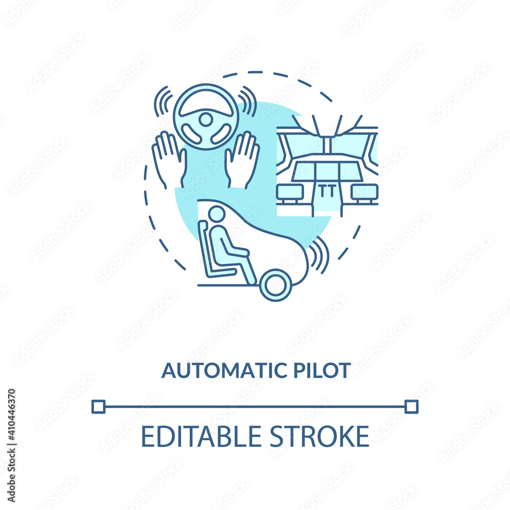 Automatic pilot concept icon. Autopilot idea thin line illustration