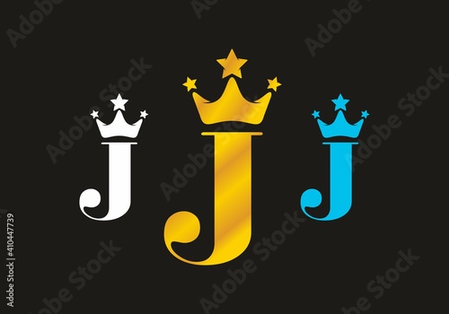 Colorful of J initial letter with crown logo