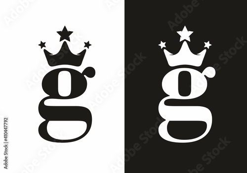 G initial letter with crown black and white logo