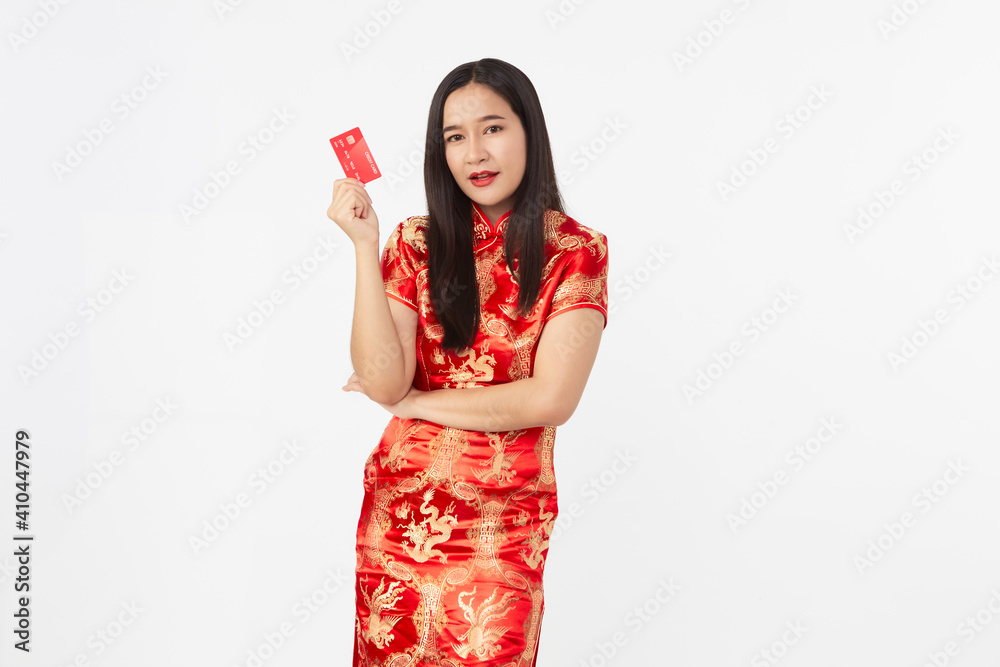 Asian women in a traditional Chinese cheongsam Asian women in a traditional Chinese cheongsam