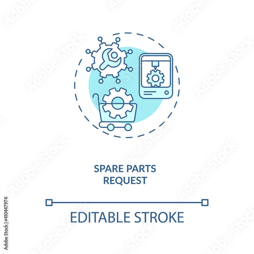 Spare parts request concept icon. M2M communication type idea thin line illustration. Remote monitoring and control. Smart home. Vector isolated outline RGB color drawing. Editable stroke