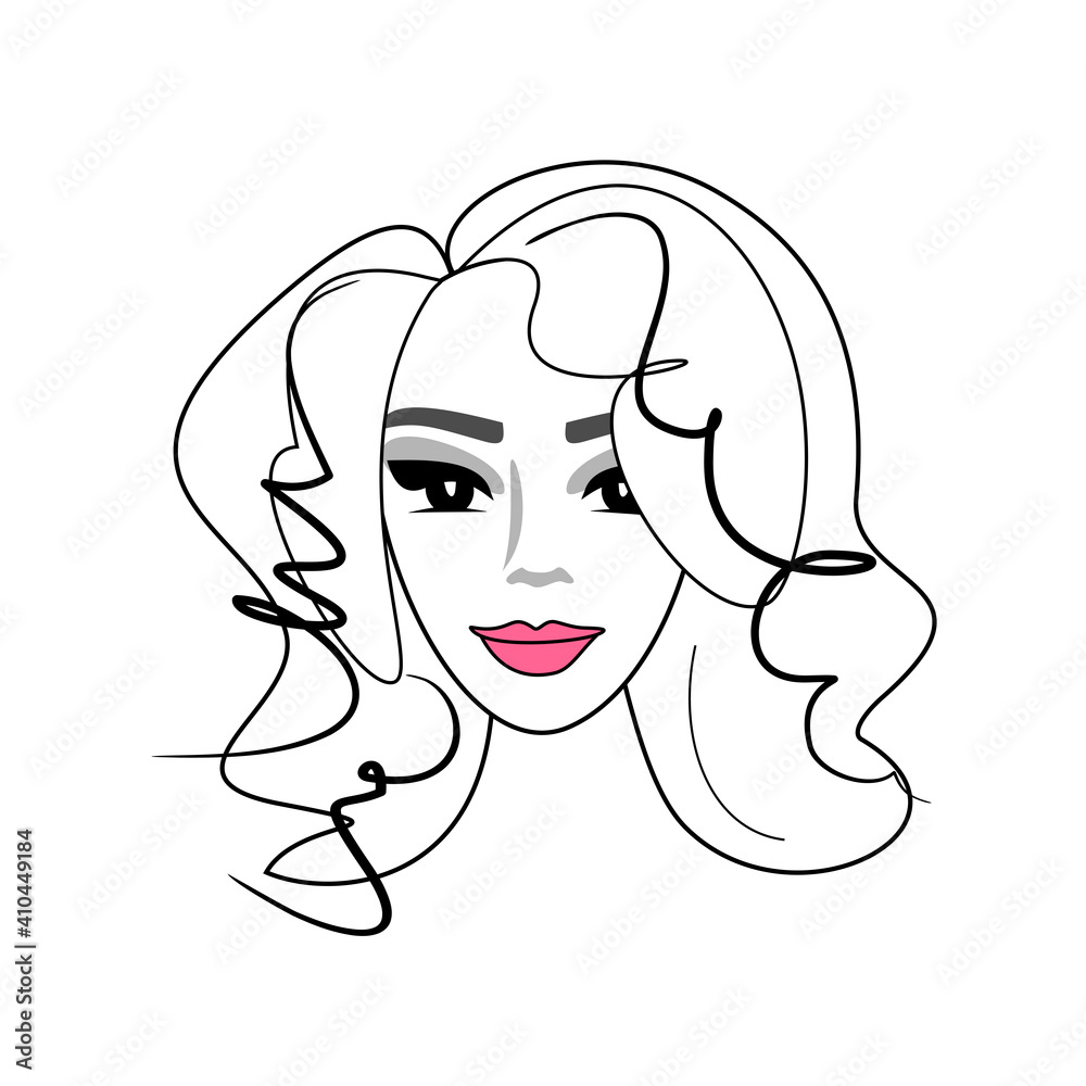 Young woman face - vector illustration isolated on white background. Young woman face - vector illustration isolated on white background.