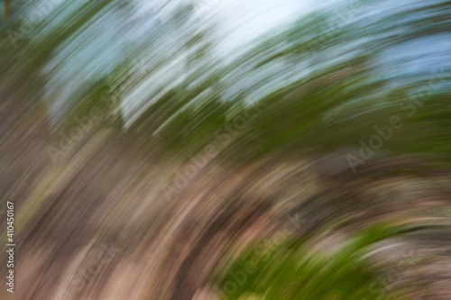 An abstract picture at low shutter speed of a forest in summer time