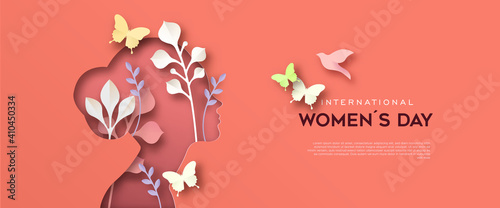 International Women Day paper cut woman card