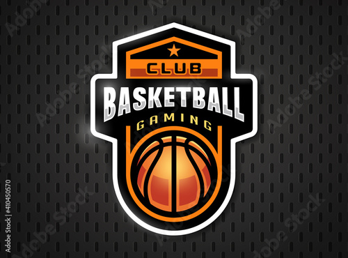 Basketball professional logo in flat style. Sport games. Emblem, badge. Vector illustration.