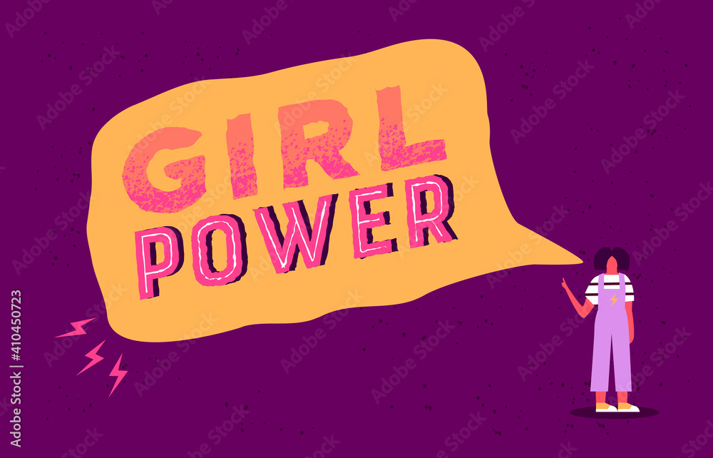 Girl power text quote for women day card Girl power text quote for women day card