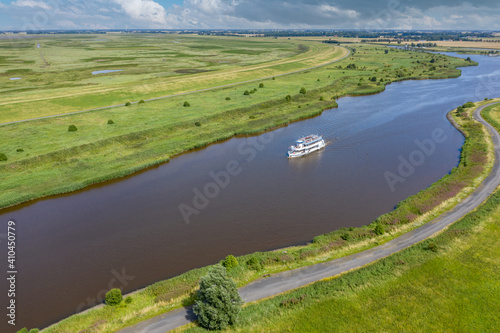 Tourist ship at the Leyhoerner-Sieltief by Greetsiel photo