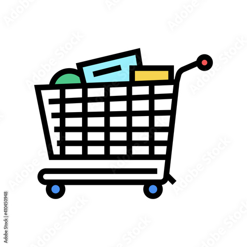 shop cart with purchases color icon vector. shop cart with purchases sign. isolated symbol illustration