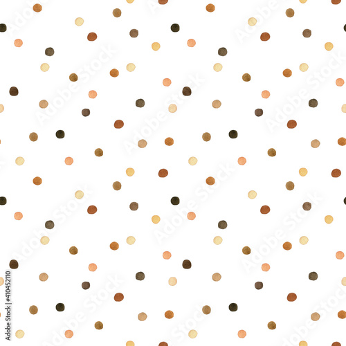Abstract watercolor dots seamless pattern. Nude neutral colors. Scandinavian style background.