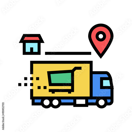 shop delivery service color icon vector. shop delivery service sign. isolated symbol illustration