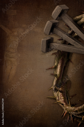 Jesus Christ crown of thorns and nails.