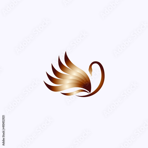 gold colored swan vector illustration for icons, symbols and logos. goose logo template. flat swan logo. celebration card decoration