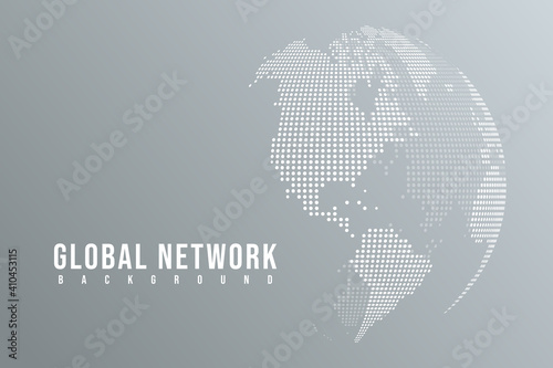Abstract mash line and point scales on white background with Global. Wire frame 3D mesh polygonal network line, design sphere, dot and structure. Vector illustration eps 10.