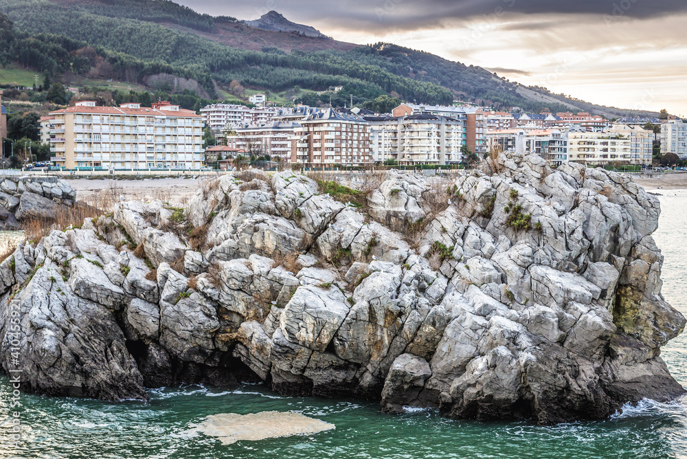 Rocks on the seaside in Castro Urdiales city, Spain