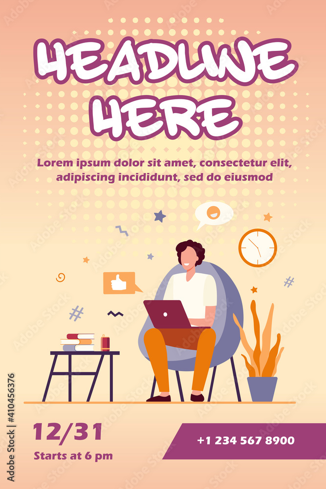 Happy freelancer with computer at home Happy freelancer with computer at home