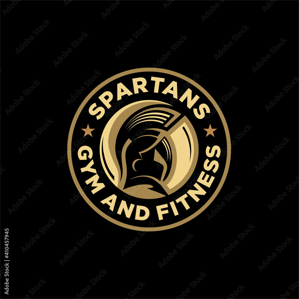 Fototapeta premium Spartan Fitness And Gym Logo Vector . Fitness Logo . Bodybuilding Logo design inspiration, sports logo template with spartan warriors.