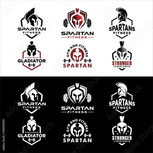 Obraz na plátně Set of Spartan Fitness And Gym Logo Vector