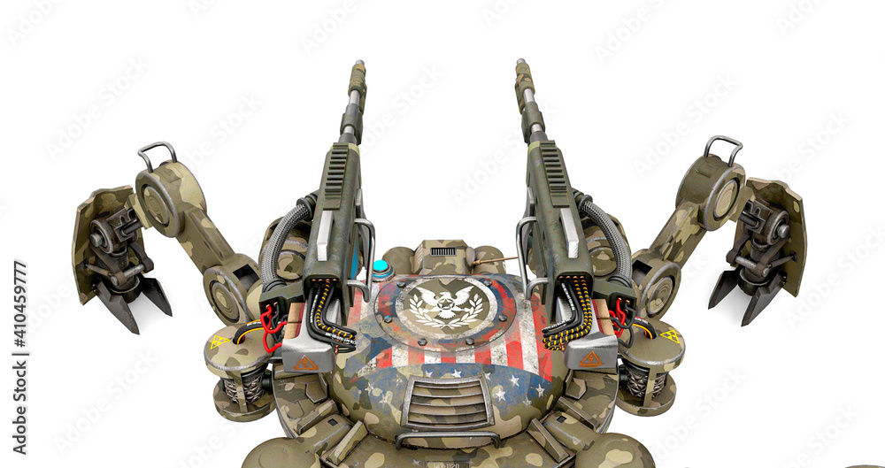 apocalyptic war drone is ready in white background drone view apocalyptic war drone is ready in white background drone view