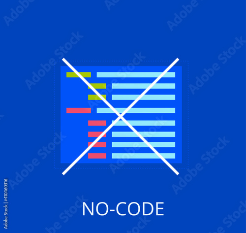 No code banner. Vector concept illustration.