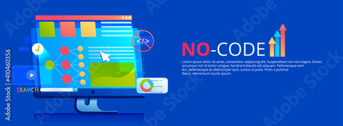 No code banner. Vector concept illustration.
