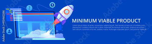 MVP concept banner. Minimum viable product. Vector cartoon illustration