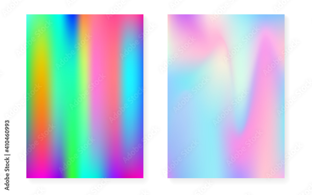 Holographic gradient background set with hologram cover. Holographic gradient background set with hologram cover.