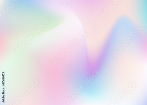Holographic abstract background. Trendy holographic backdrop with gradient mesh. 90s, 80s retro style. Iridescent graphic template for brochure, banner, wallpaper, mobile screen.