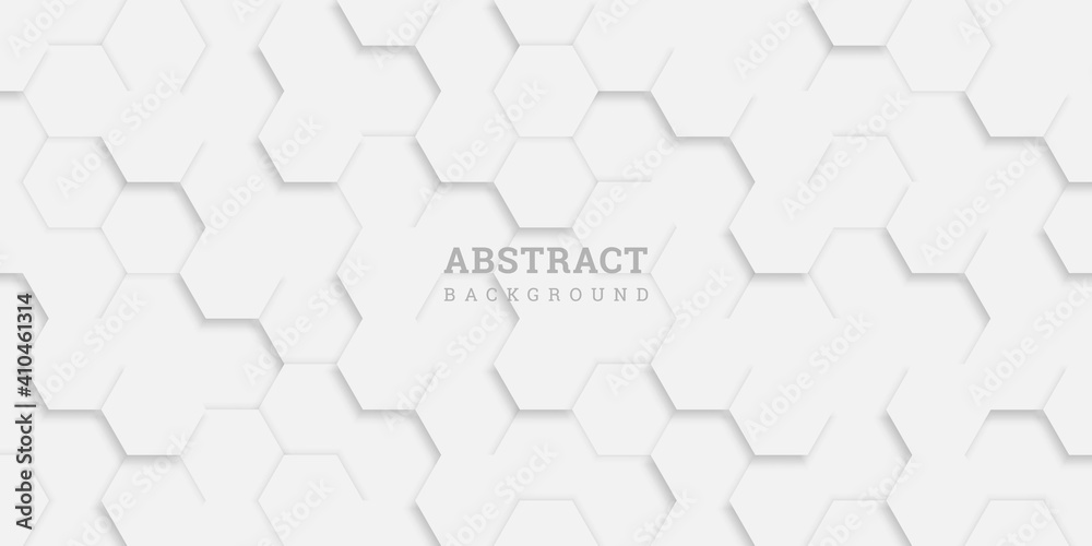 White abstract background with hexagons. Geometric backdrop 3D. Vector ...