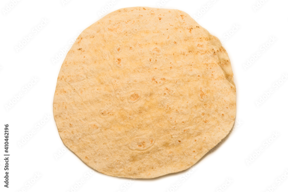 Grilled pitta bread isolated on white background. Grilled pitta bread isolated on white background.