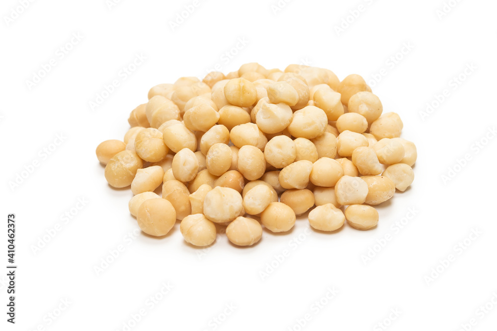 Macadamia nuts isolated on white background. Macadamia nuts isolated on white background.