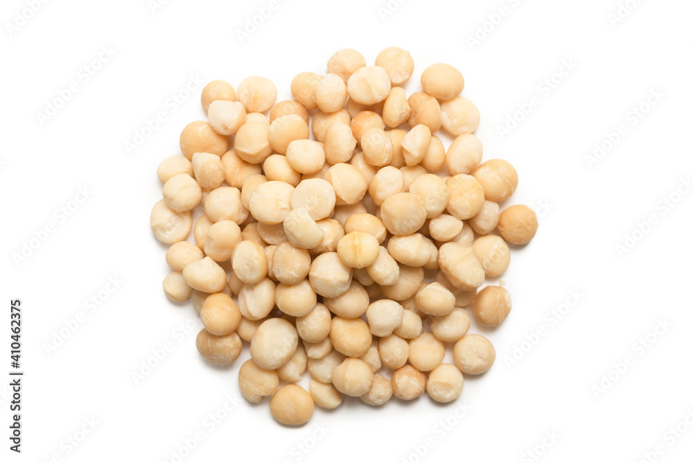 Macadamia nuts isolated on white background. Macadamia nuts isolated on white background.