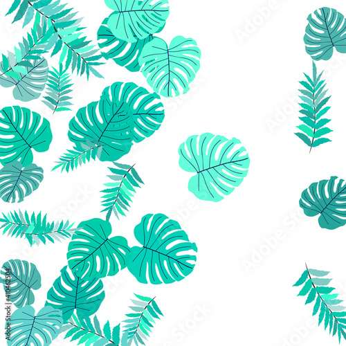Vector tropical pattern from colorful foliage. © niko180180