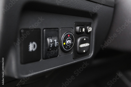 Car interior, control buttons close up