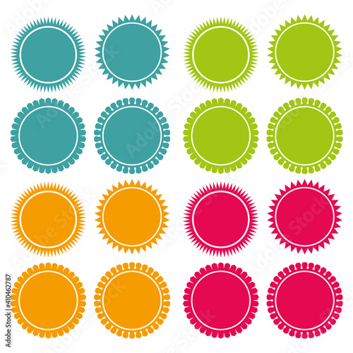 Colorful Stickers Price Tag Labels. Vector Icons Set.