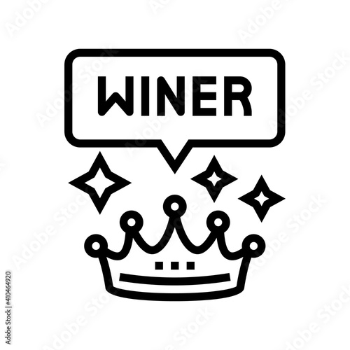 winner crown lotto line icon vector. winner crown lotto sign. isolated contour symbol black illustration