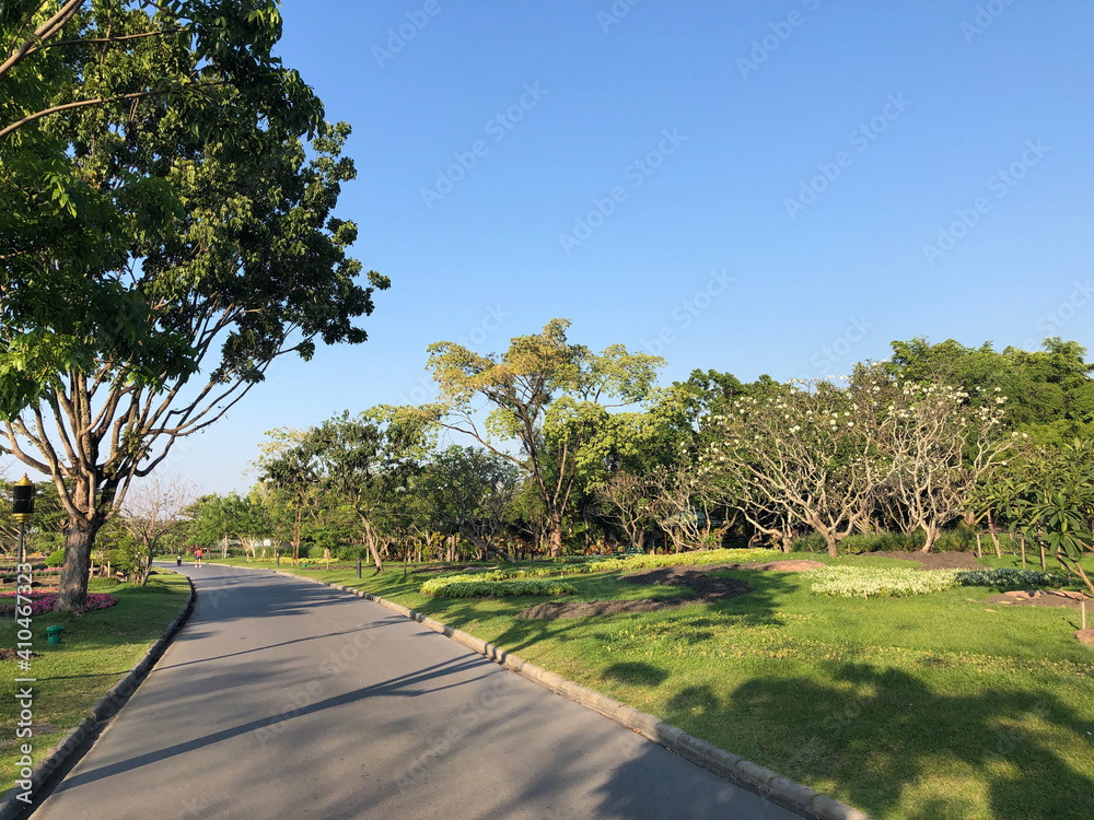 Panorama from a path through King Rama IX Park in Bangkok Panorama from a path through King Rama IX Park in Bangkok
