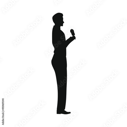 vector man tv reporter with microphone