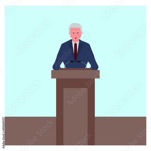 vector of politician speaking at a lectern