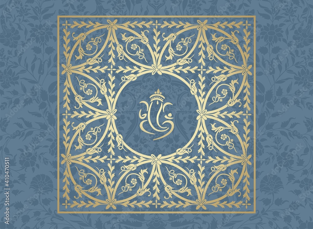 Naklejka premium Ganesha, wedding card, royal Rajasthan, India 