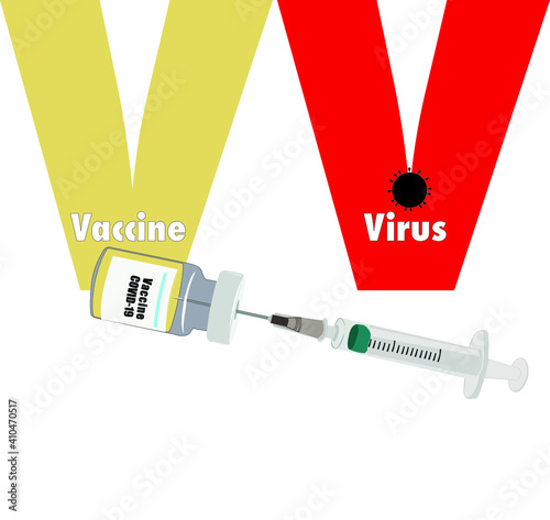 Vector illustration of icons suggesting you either get vaccinated or you catch the Covid 19 virus.